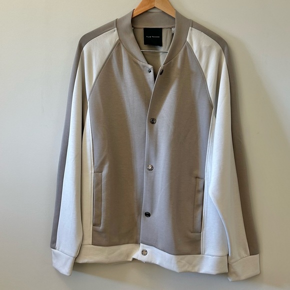 Elie Tahari Men's Colorblock Bomber Jacket w/ Raglan Sleeves. Size L - NWT. - Picture 1 of 16